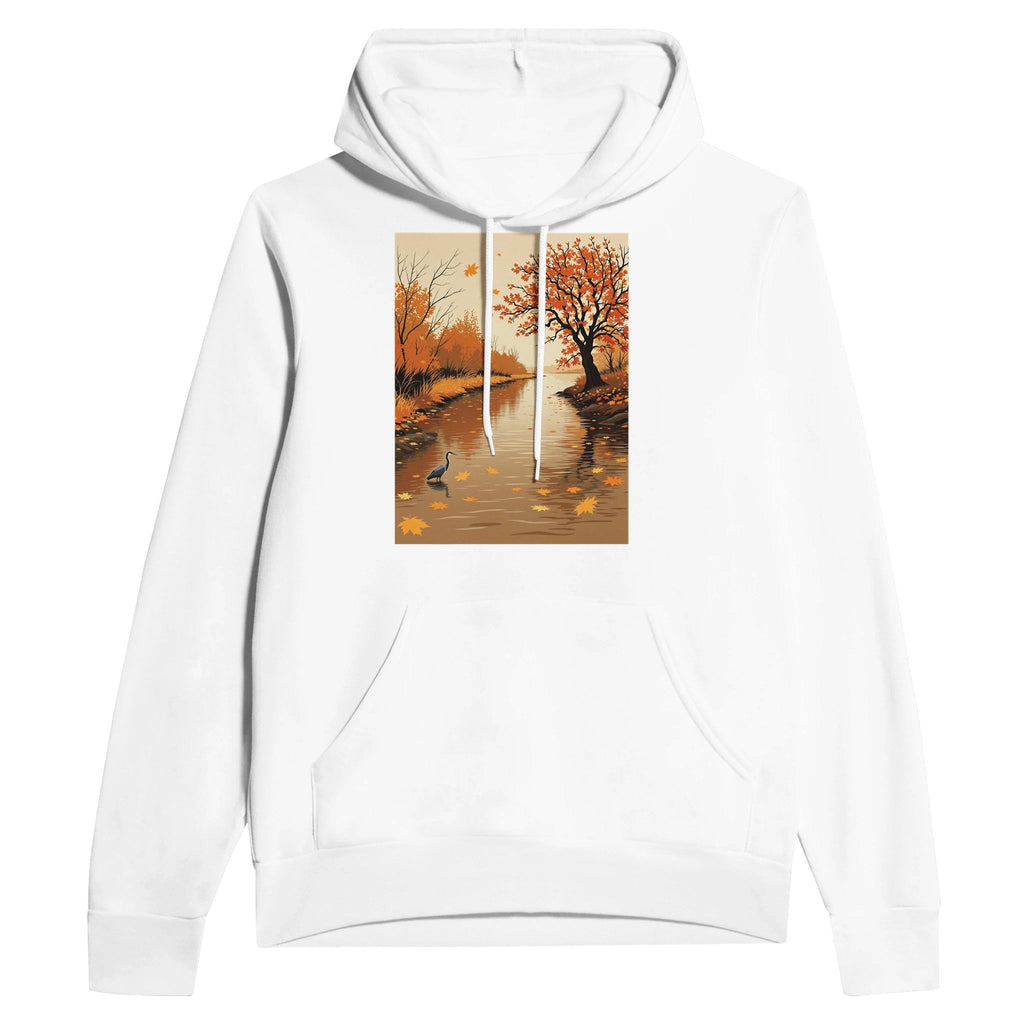 Autumn River Heron Navy Hoodie | British Gift - Wild Thread Co