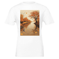 Autumn River Heron T-Shirt | British Nature Gift | Bronze Tannin - Wild Thread Co