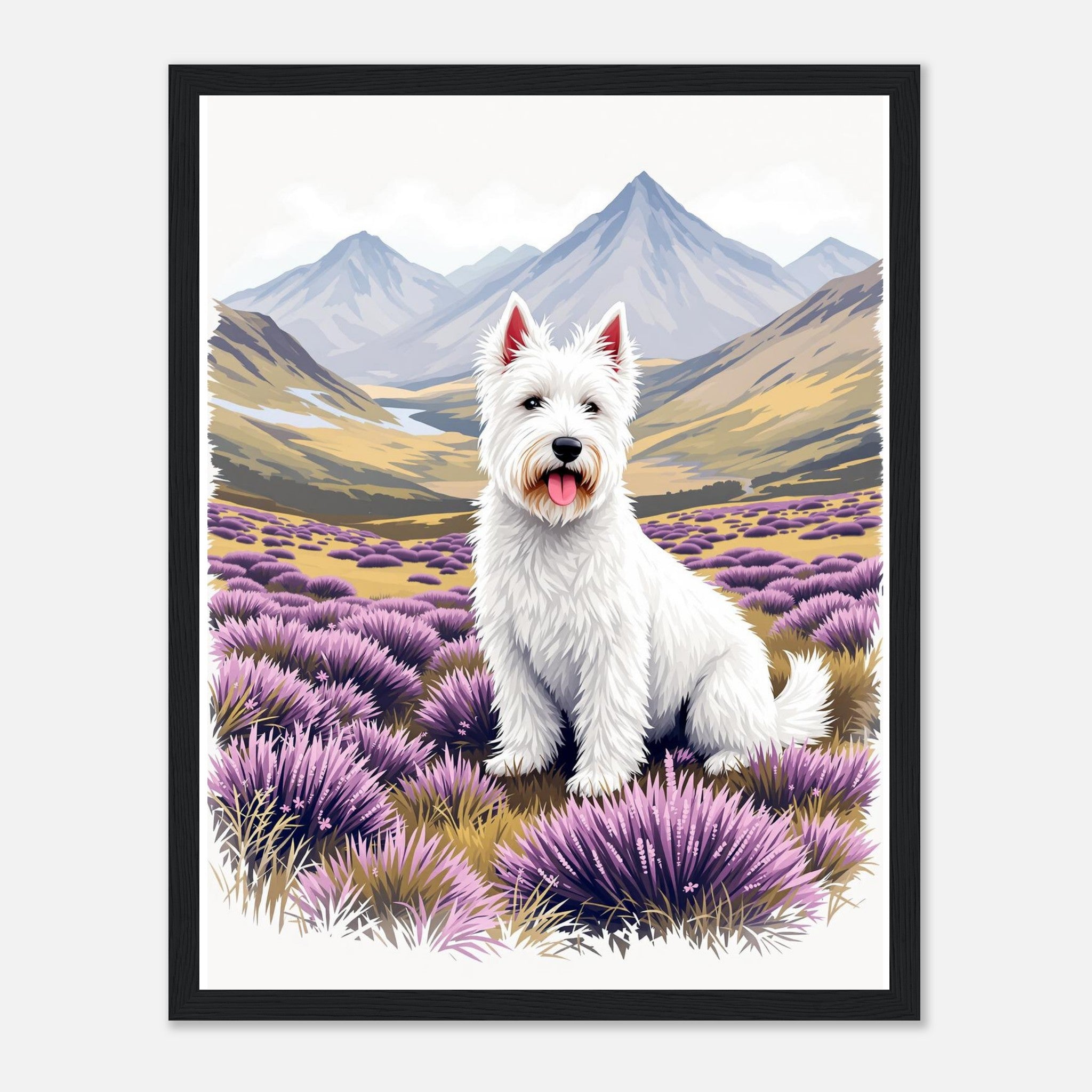 Westie Highland Art Framed Print Wall Art Ready to Hang UK Framed Art Print — detail view | Wild Thread Co