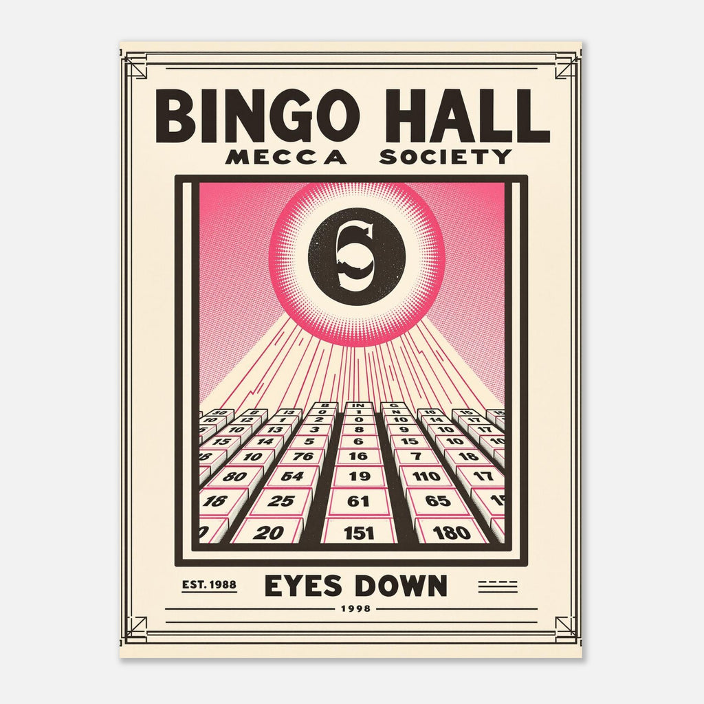 Bingo Hall Vintage Travel Poster Art Print — detail view | Wild Thread Co