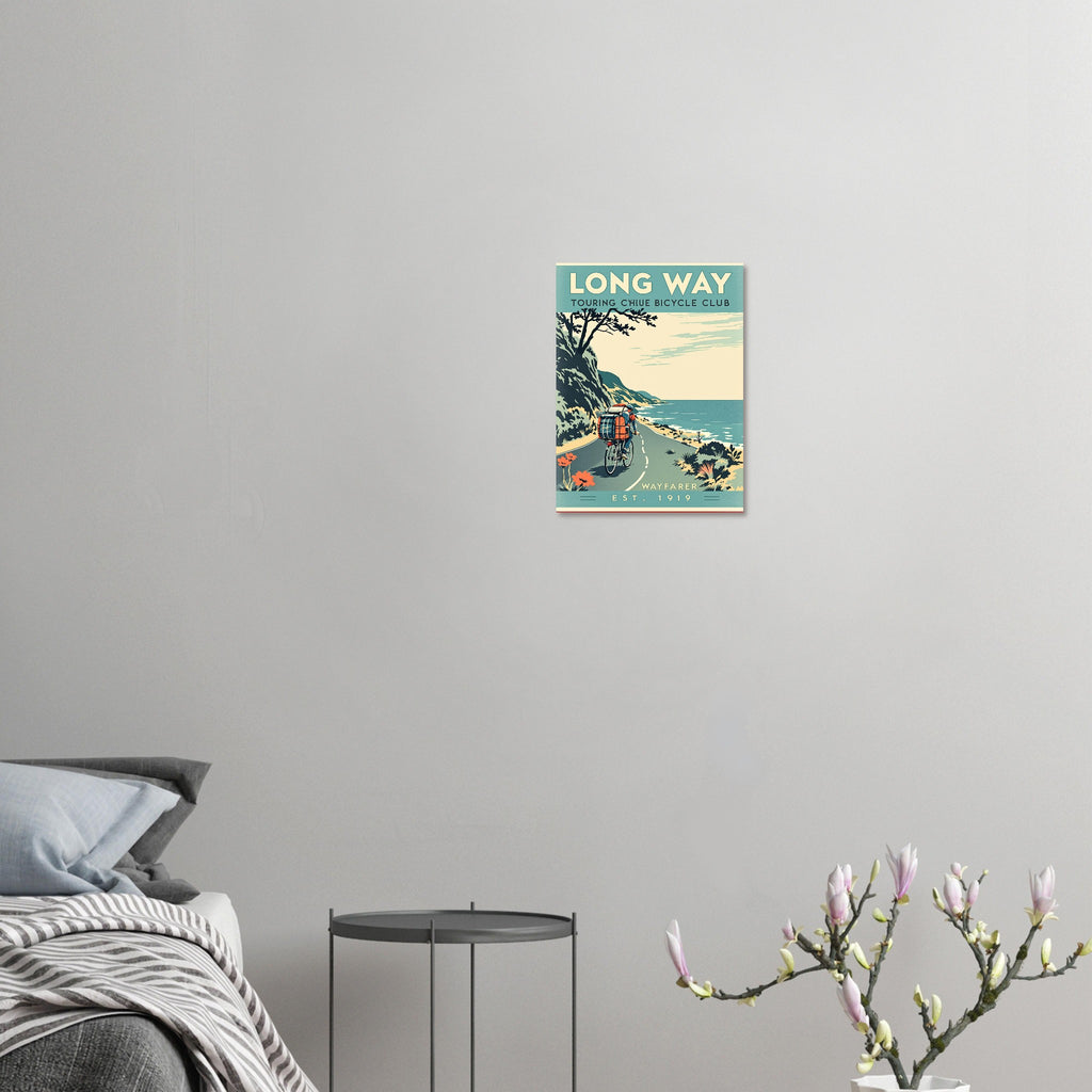Long Way Vintage Travel Poster Art Print — detail view | Wild Thread Co
