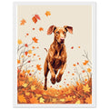 Vizsla Autumn Framed Art Print — detail view | Wild Thread Co