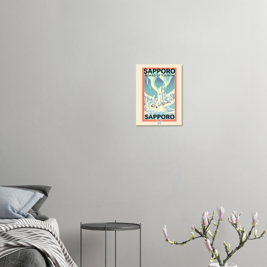 Sapporo Vintage Travel Poster Art Print — detail view | Wild Thread Co