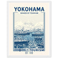 Yokohama Vintage Travel Poster Framed Art Print — detail view | Wild Thread Co