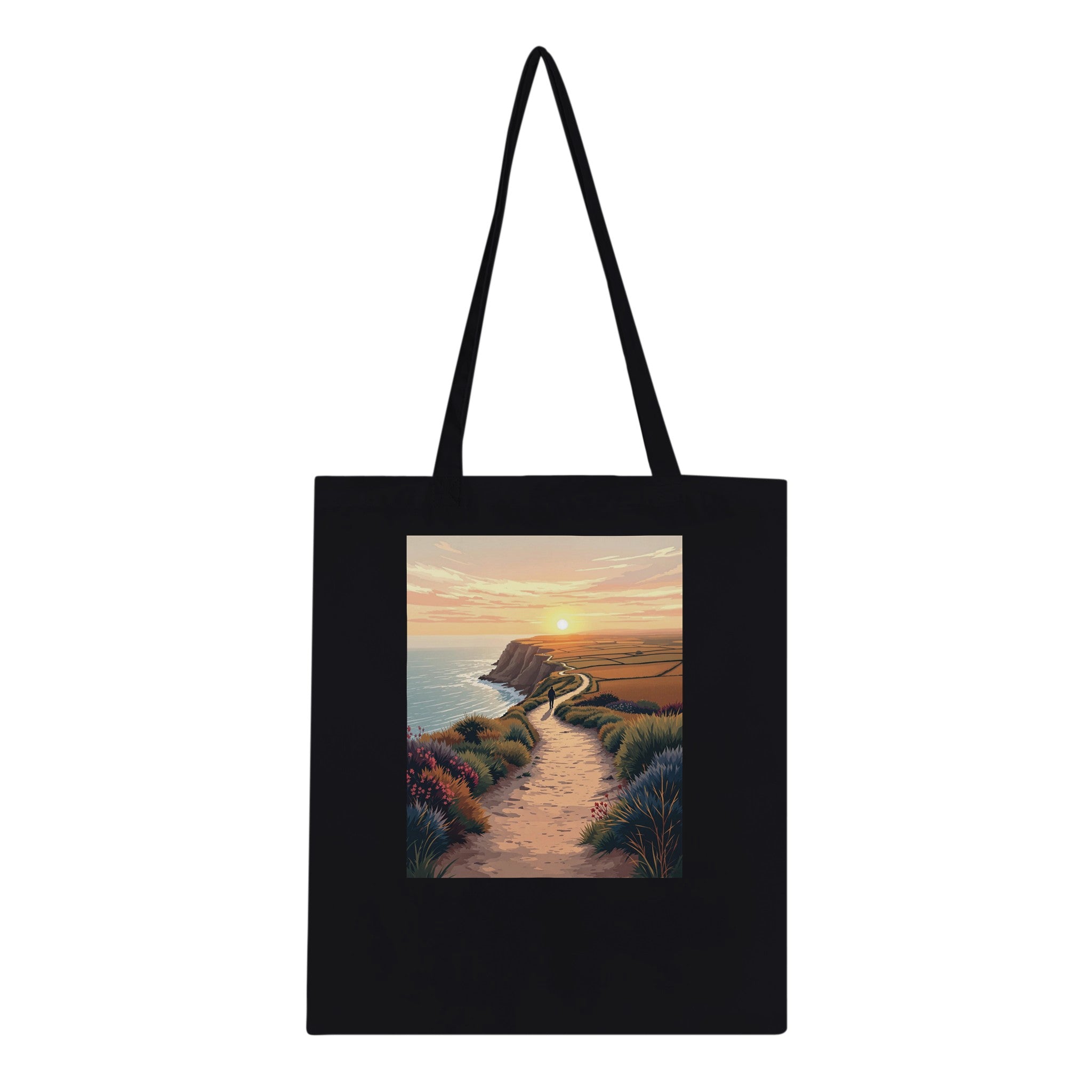 Coastal Path Dawn Solo Walker Tote Bag Cotton Shopper UK Tote Bag — detail view | Wild Thread Co
