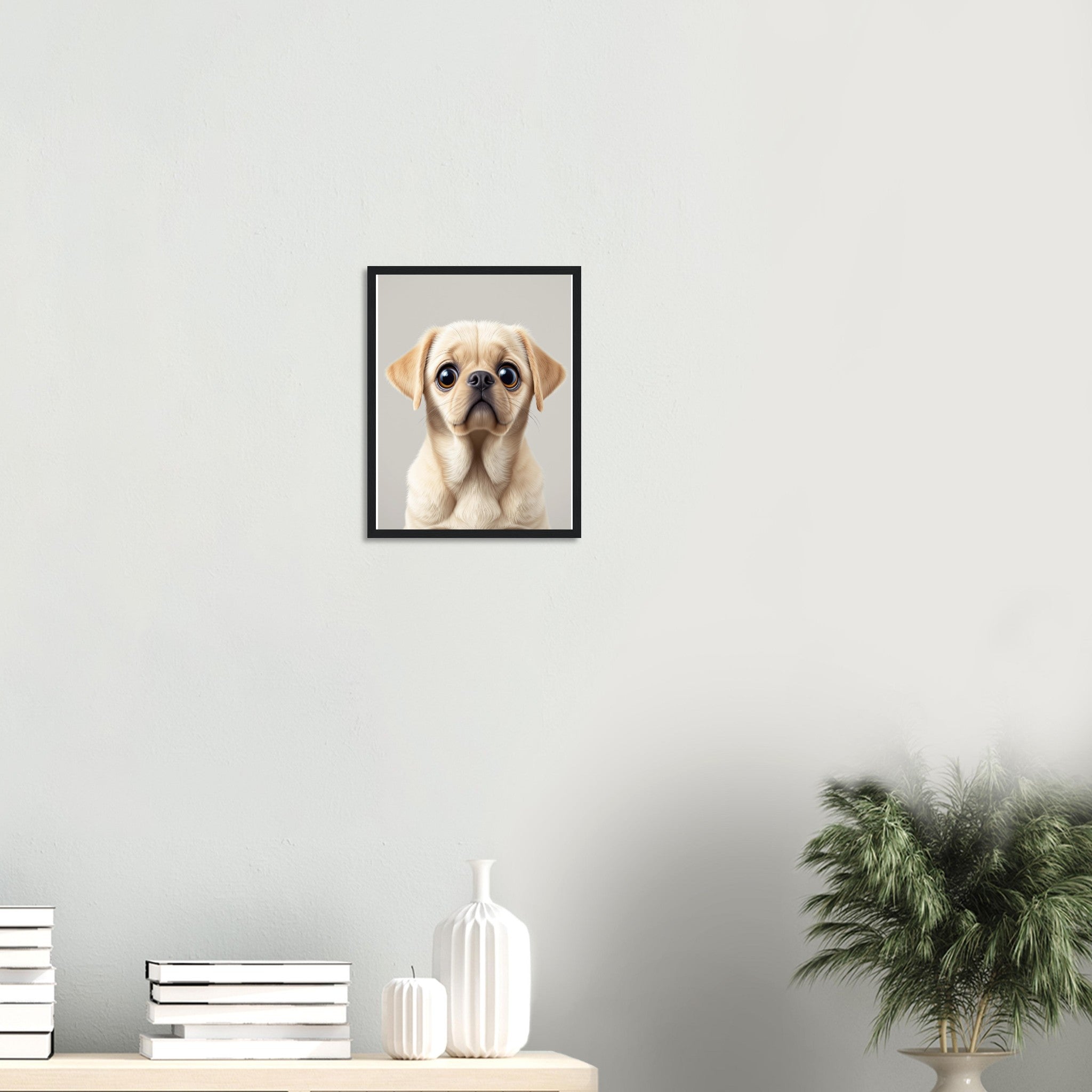 Labrador Puppy Eyes Framed Print Wall Art Ready to Hang UK Framed Art Print — detail view | Wild Thread Co