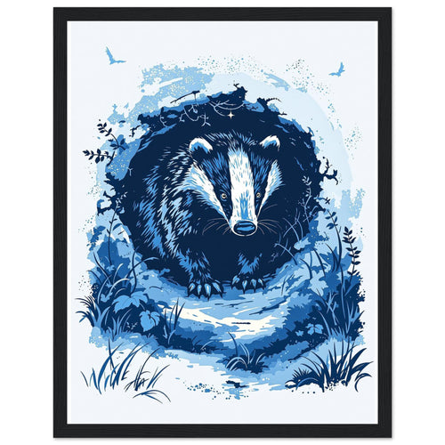 Badger Moonlight Framed Print Wall Art Ready to Hang UK — Framed Art Print | Wild Thread Co
