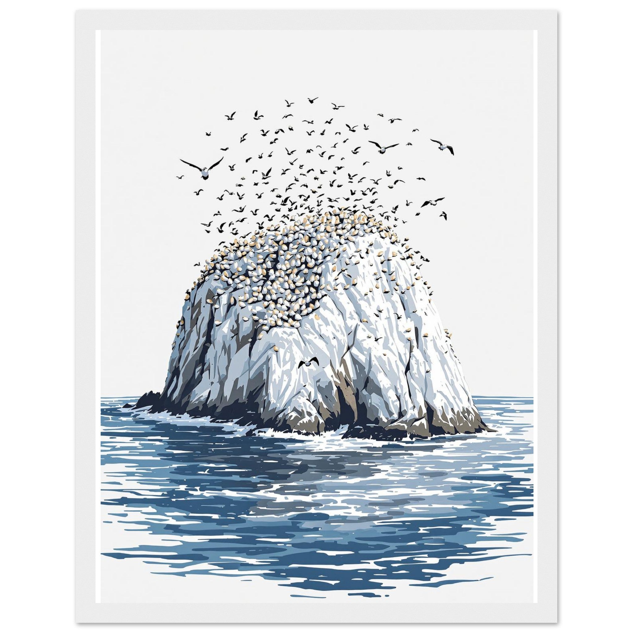 Gannet Colony Bass Rock Print Material — detail view | Wild Thread Co