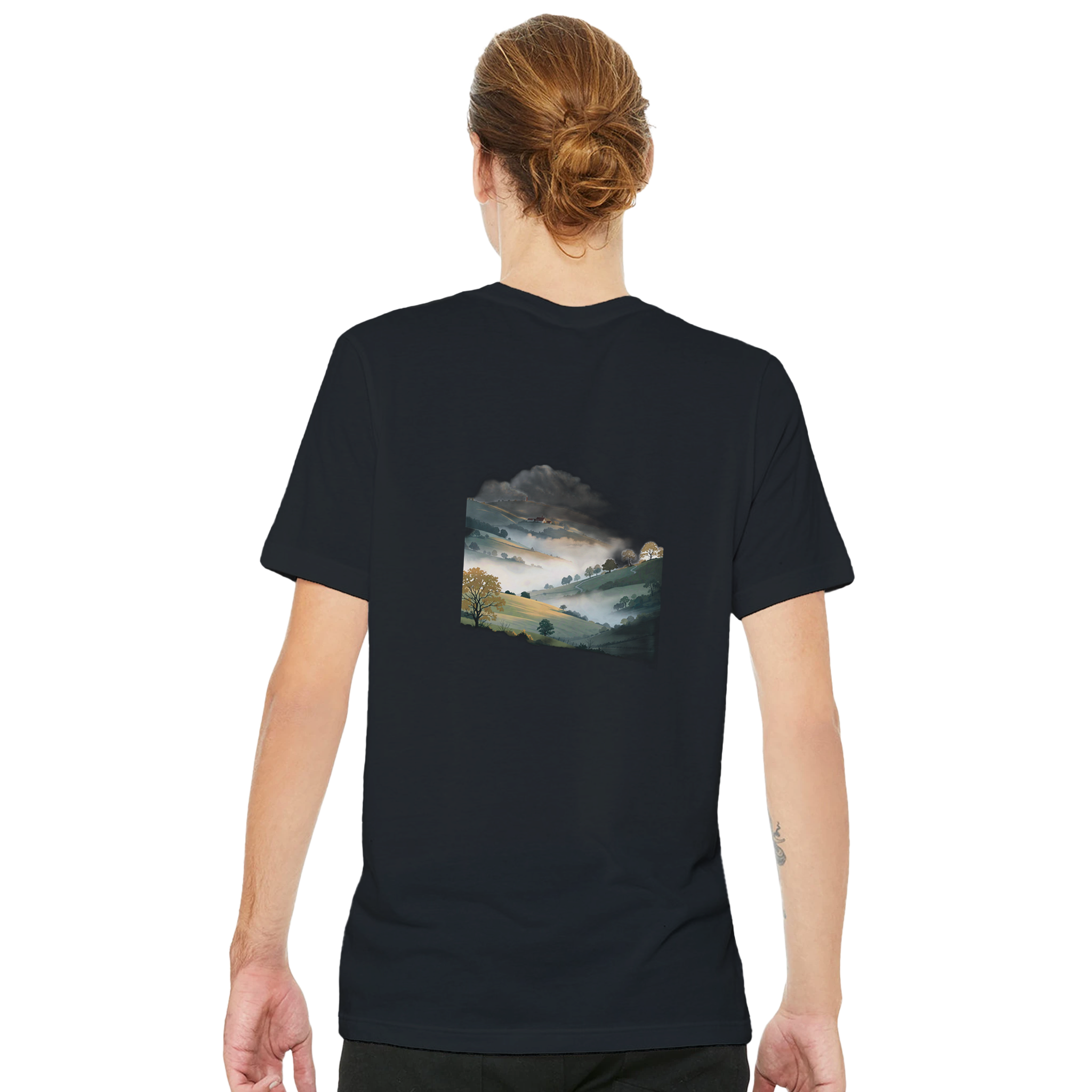 Morning Mist Valley Farm T-Shirt — detail view | Wild Thread Co