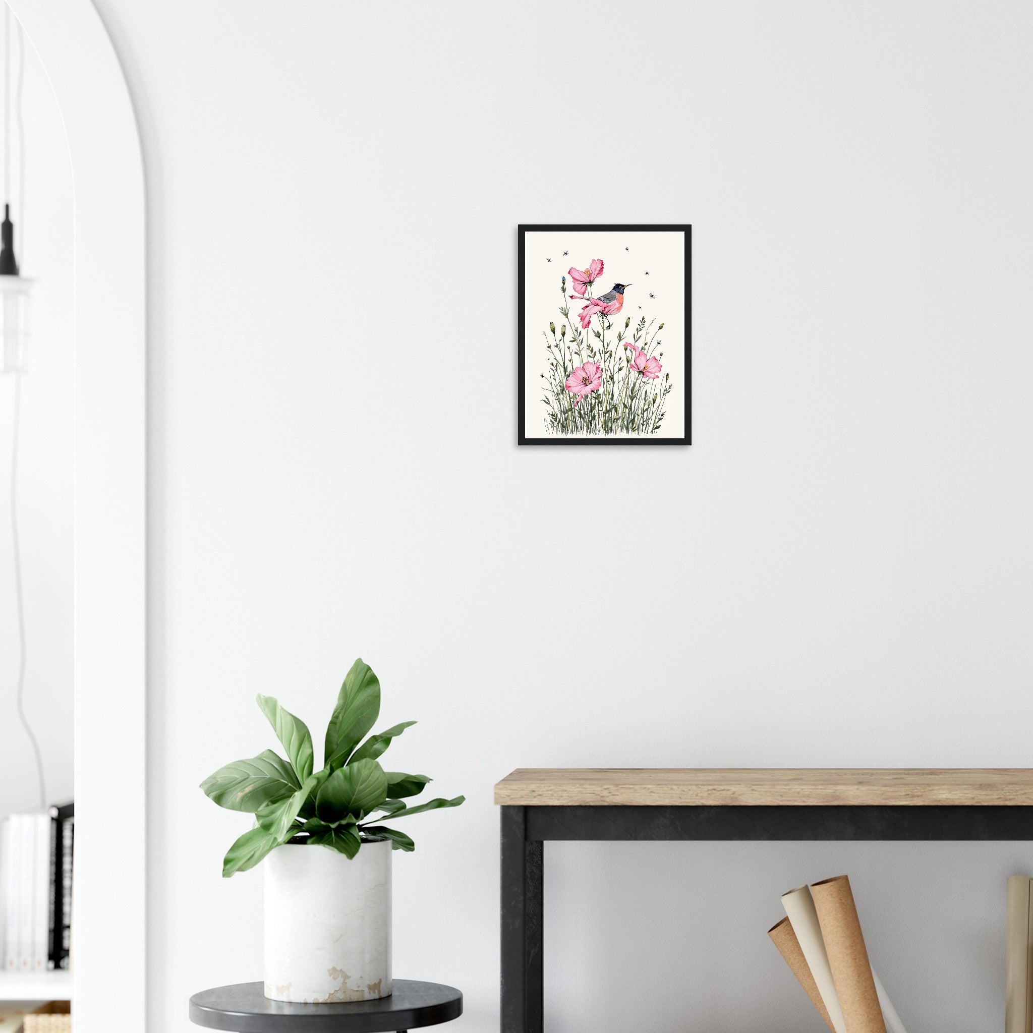 Ragged Robin Wet Meadow Damselflies Framed Art Print — detail view | Wild Thread Co