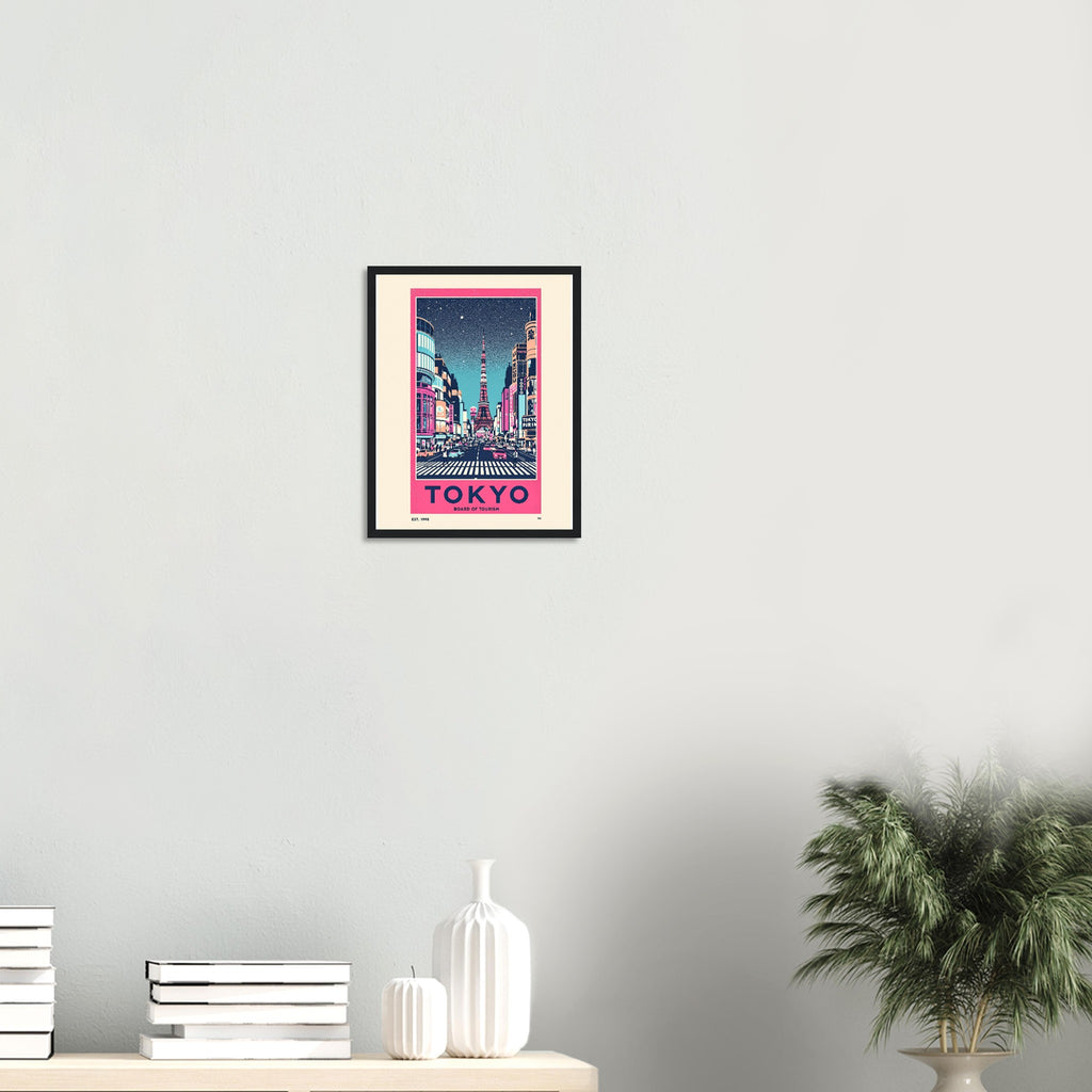 Tokyo Vintage Travel Poster Framed Art Print — detail view | Wild Thread Co