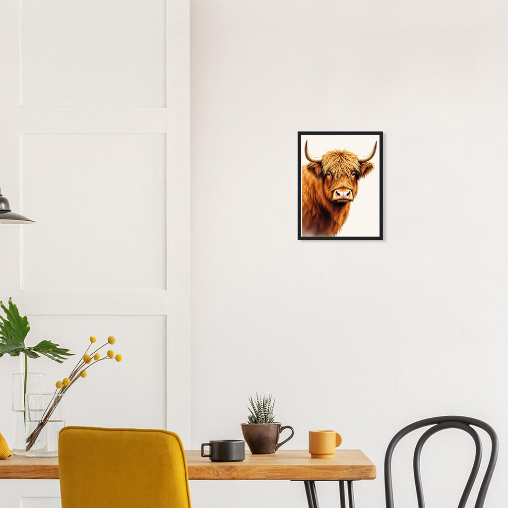 Highland Cattle Portrait Framed Print Wall Art Ready to Hang UK Framed Art Print — detail view | Wild Thread Co