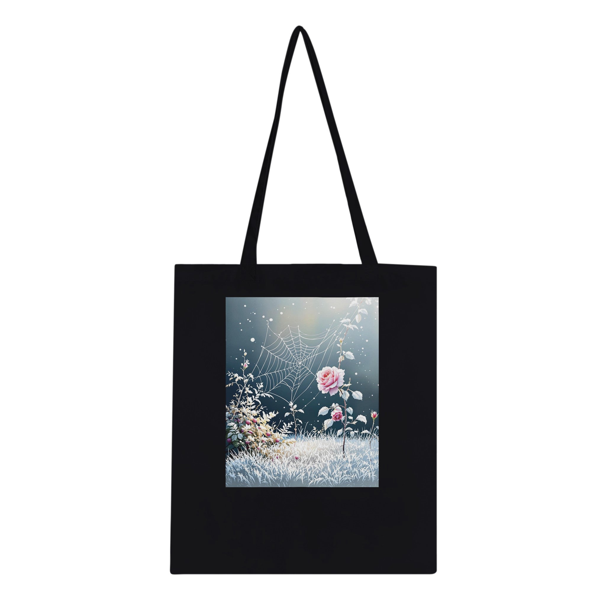 First Frost Garden Morning Rose Tote Bag Cotton Shopper UK Tote Bag — detail view | Wild Thread Co