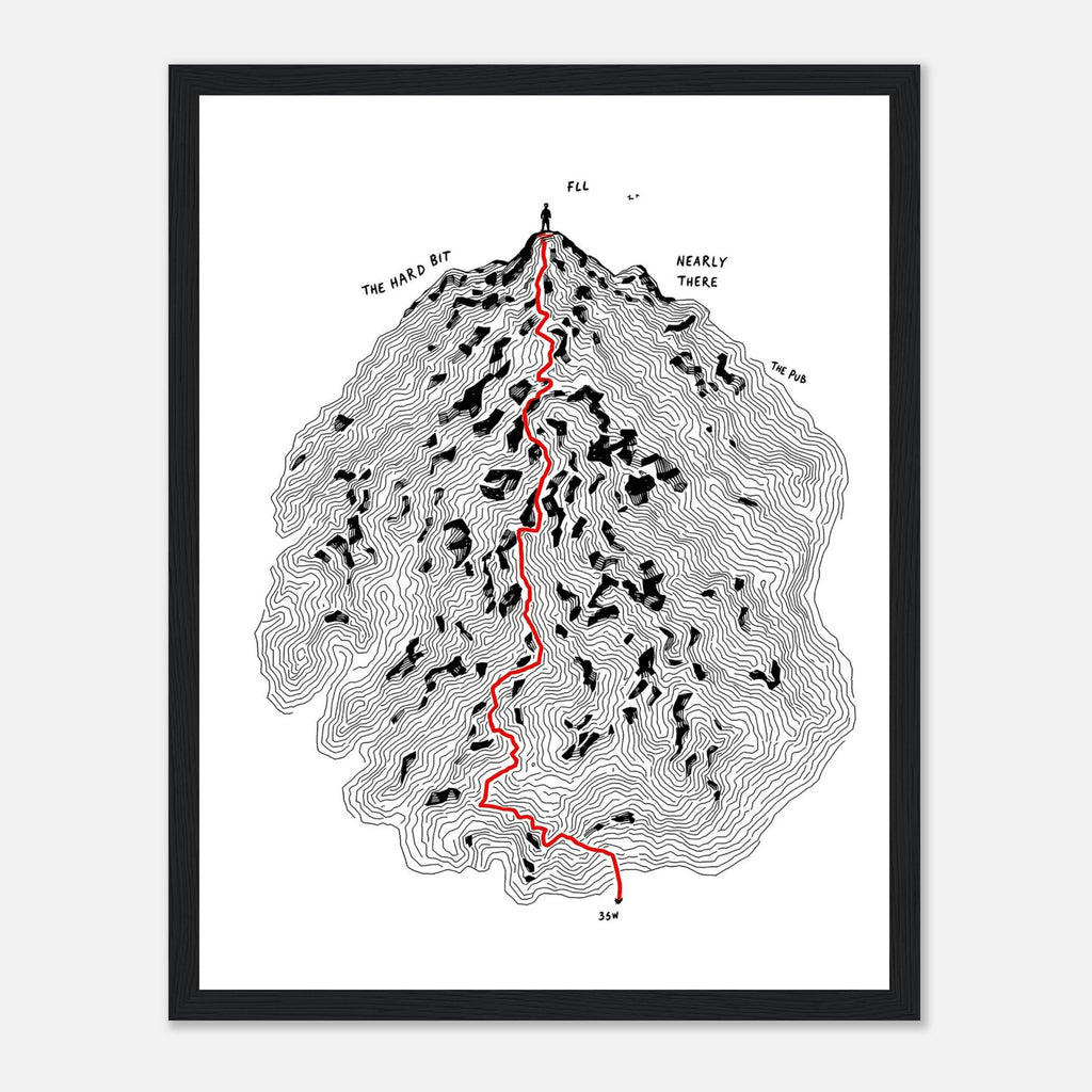 Fell Walking Map Framed Print Wall Art Ready to Hang UK — Framed Art Print | Wild Thread Co