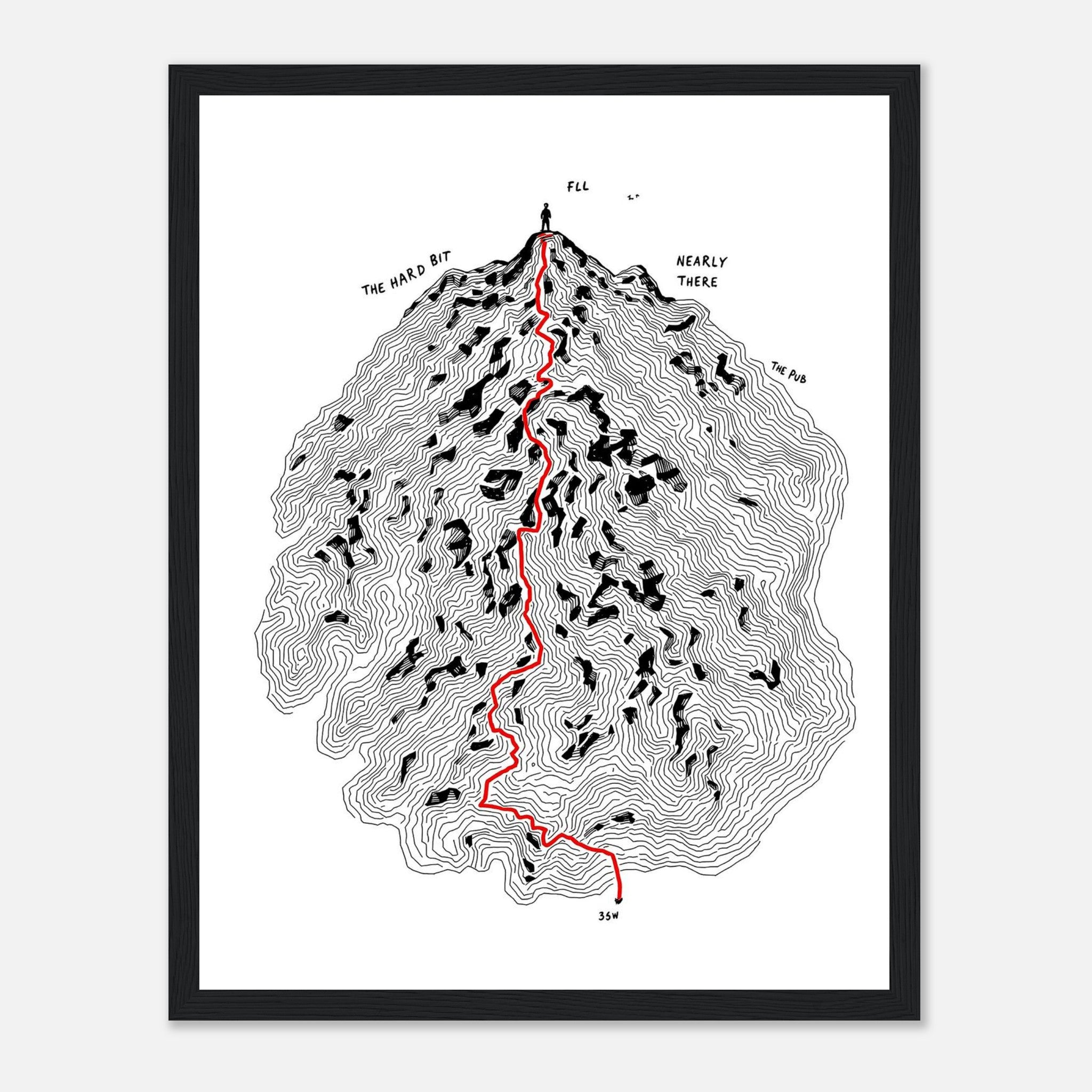 Fell Walking Map Framed Print Wall Art Ready to Hang UK — Framed Art Print | Wild Thread Co