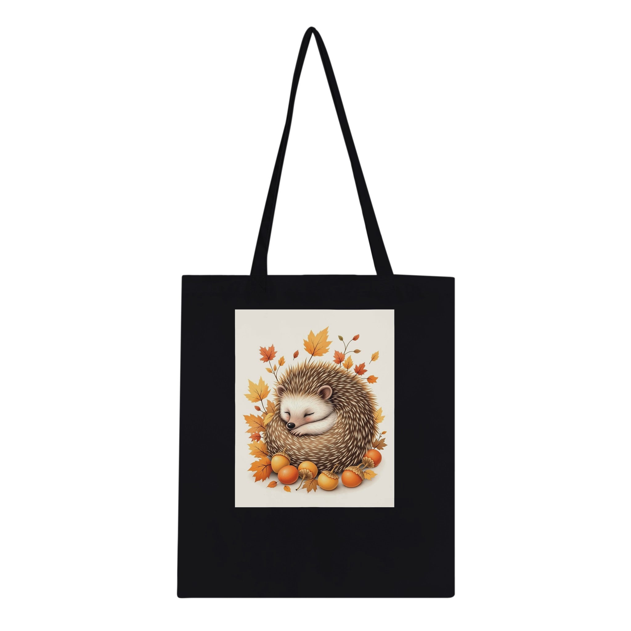 Hedgehog Autumn Tote Bag Cotton Shopper UK Tote Bag — detail view | Wild Thread Co