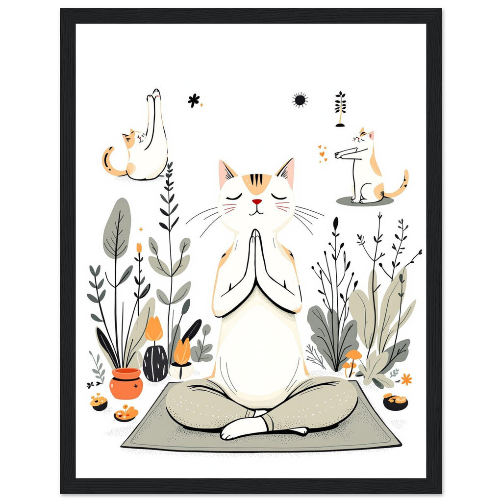 Cat Yoga Poses Art Framed Print Wall Art Ready to Hang UK — Framed Art Print | Wild Thread Co