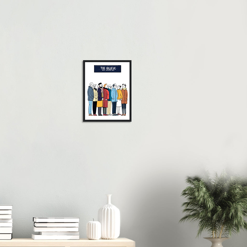 Queue As Institution Framed Print Wall Art Ready to Hang UK Framed Art Print — detail view | Wild Thread Co
