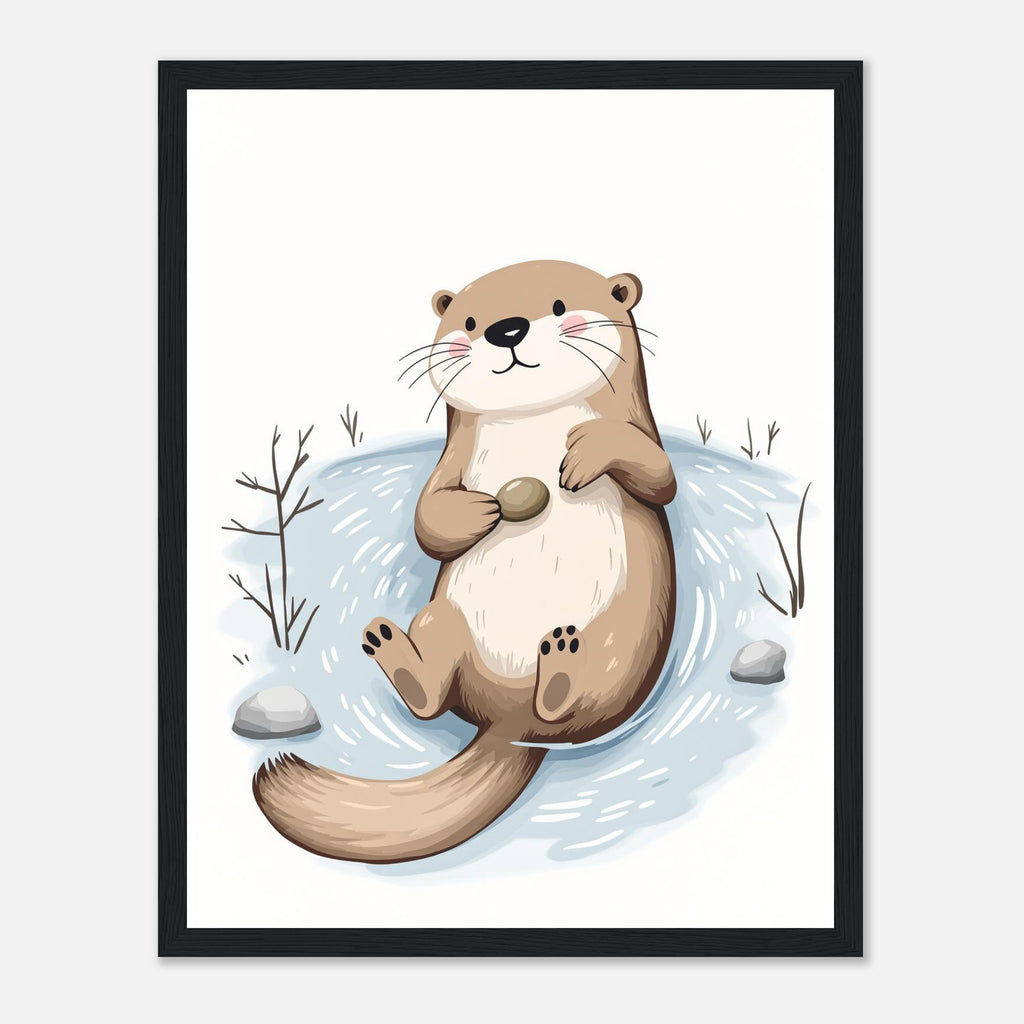 Otter Playing Framed Print Wall Art Ready to Hang UK Framed Art Print — detail view | Wild Thread Co