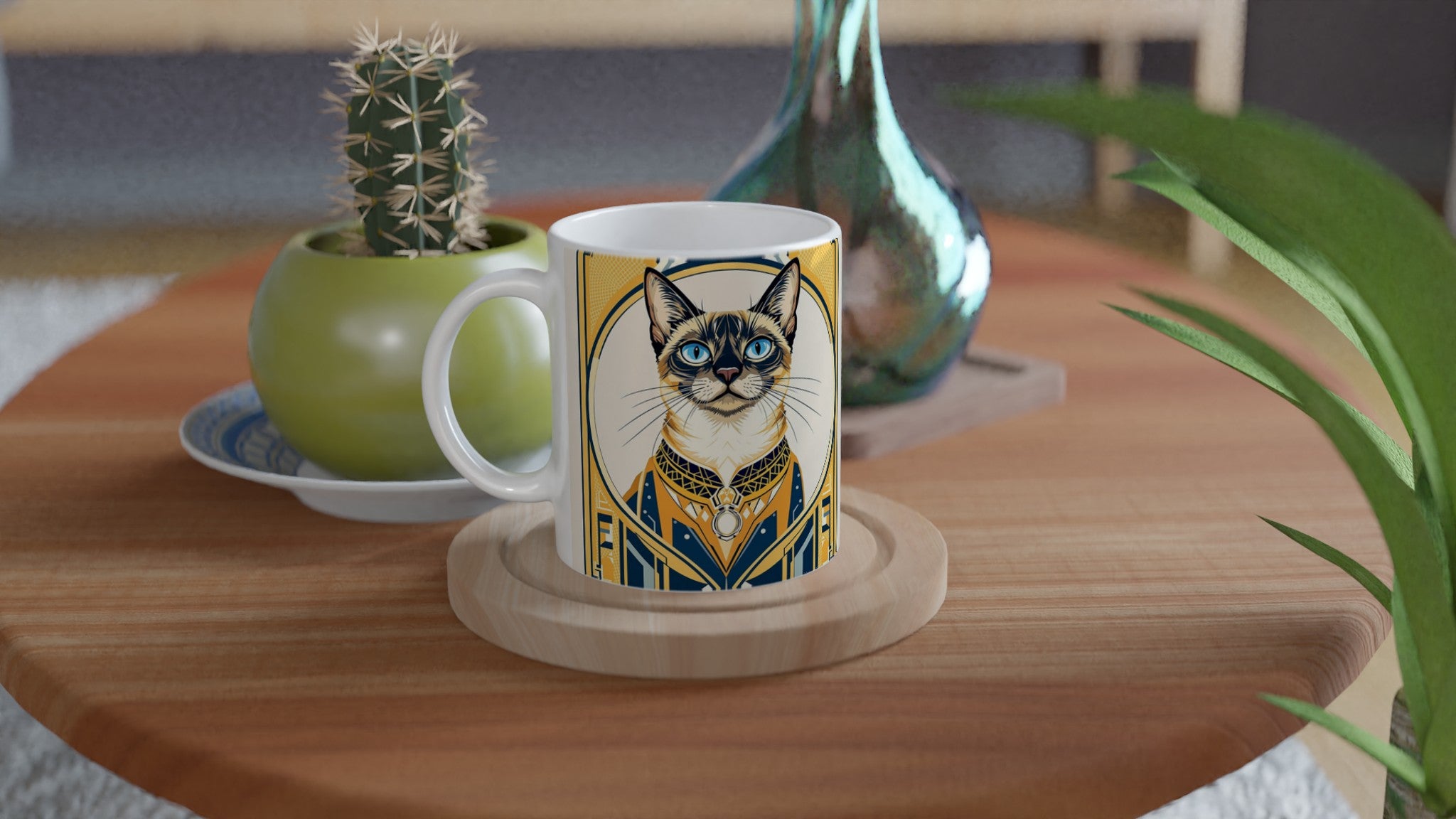 Siamese Cat Elegance Mug — detail view | Wild Thread Co