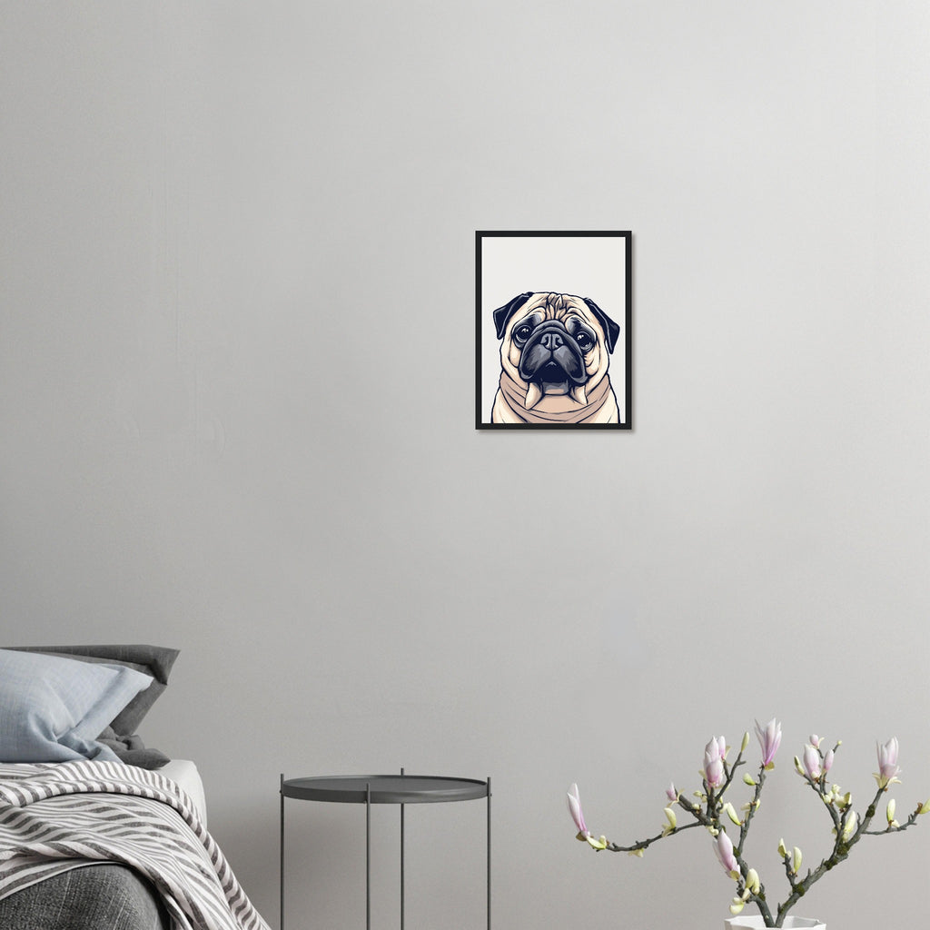 Pug Life Art Framed Print Wall Art Ready to Hang UK Framed Art Print — detail view | Wild Thread Co
