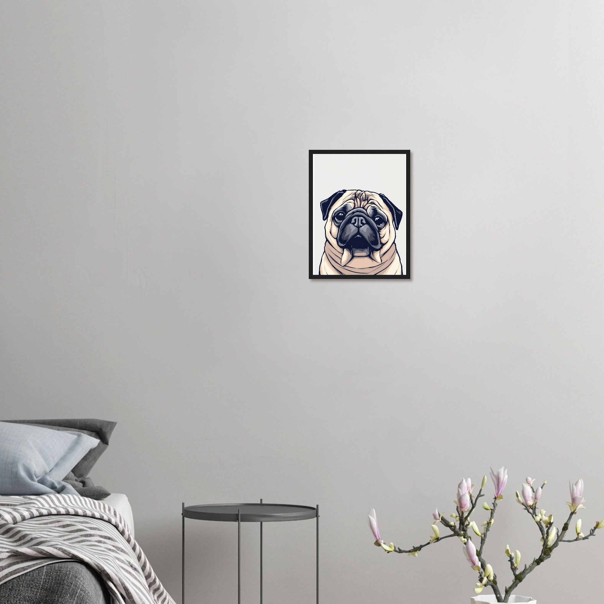 Pug Life Art Framed Print Wall Art Ready to Hang UK Framed Art Print — detail view | Wild Thread Co