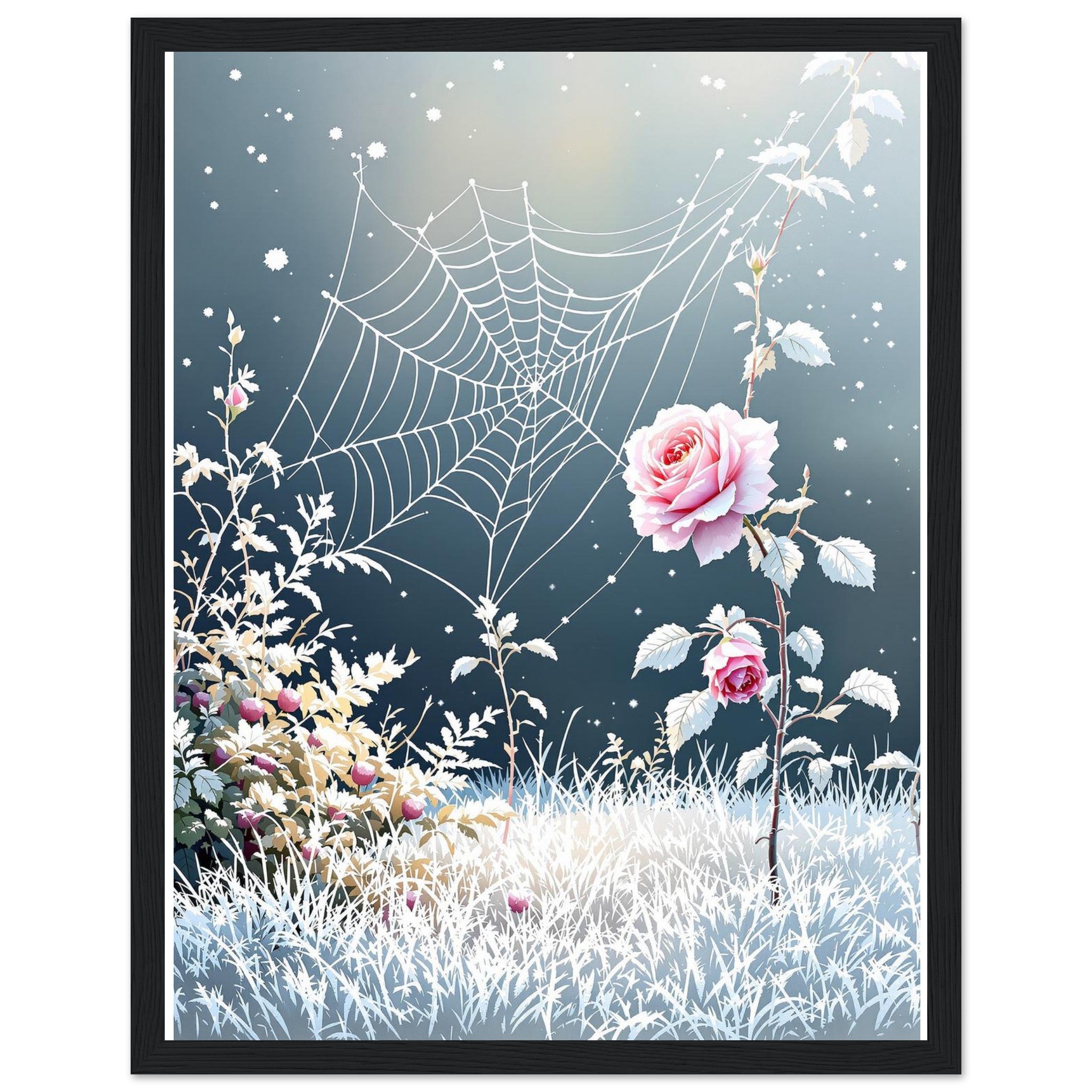 First Frost Garden Morning Rose Framed Print — Framed Art Print | Wild Thread Co