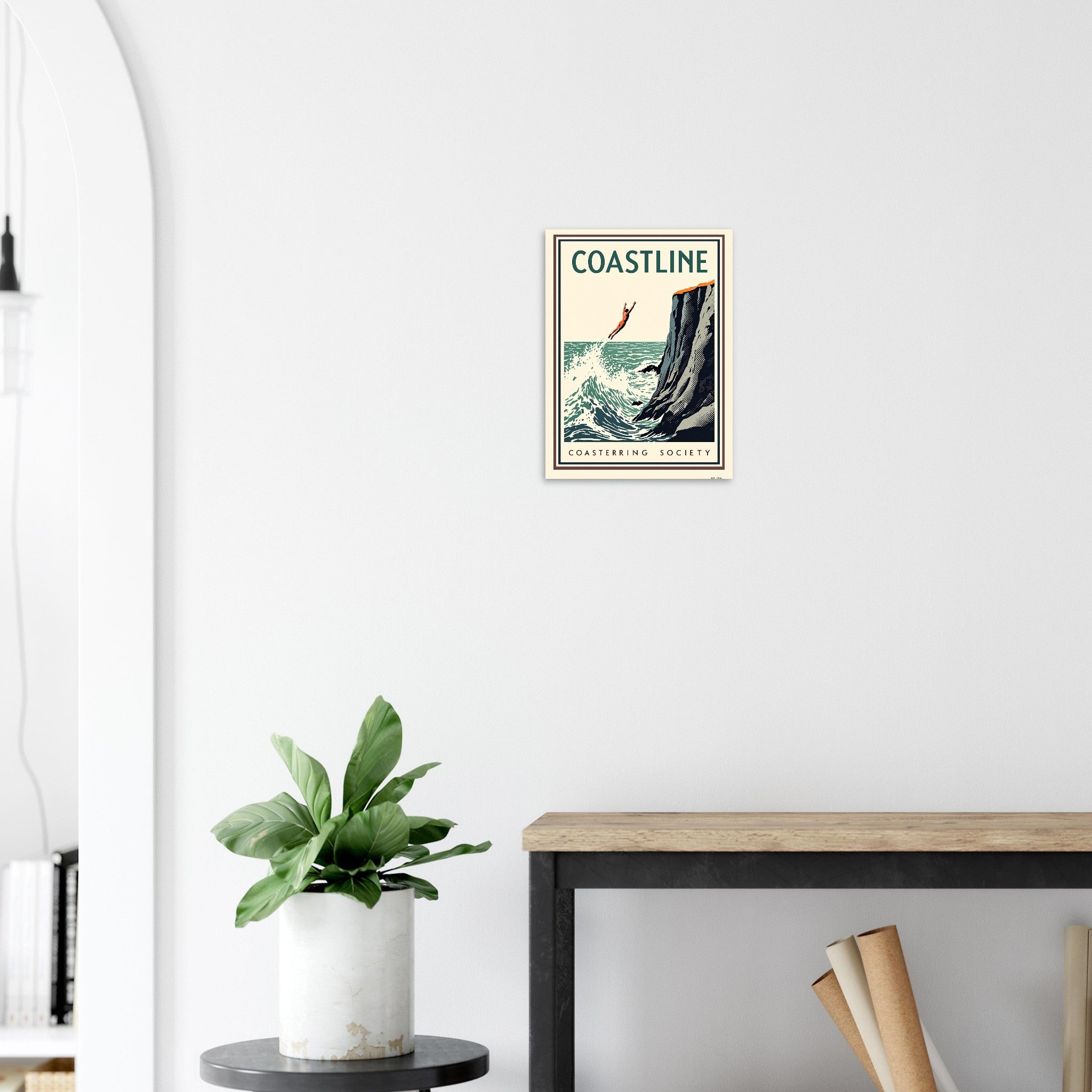 Coastline Vintage Travel Poster Art Print — detail view | Wild Thread Co