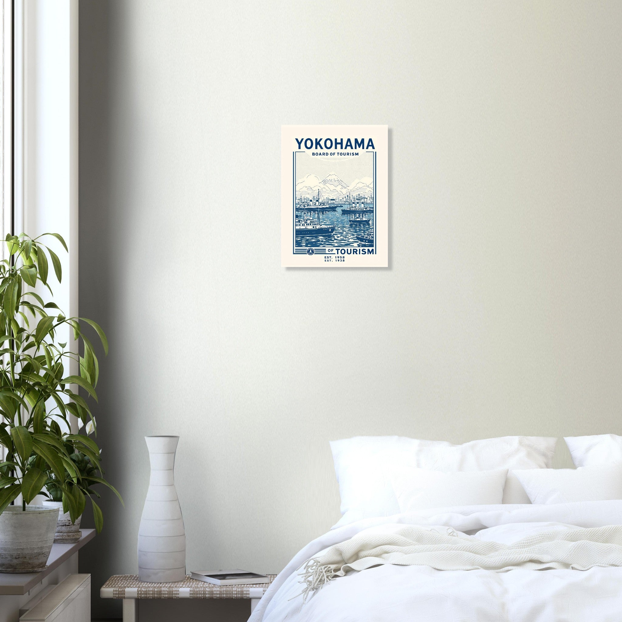 Yokohama Vintage Travel Poster Art Print — detail view | Wild Thread Co