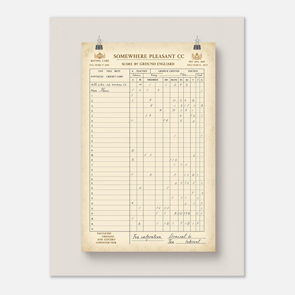 Retro Cricket Scorecard Art Print Art Print — detail view | Wild Thread Co