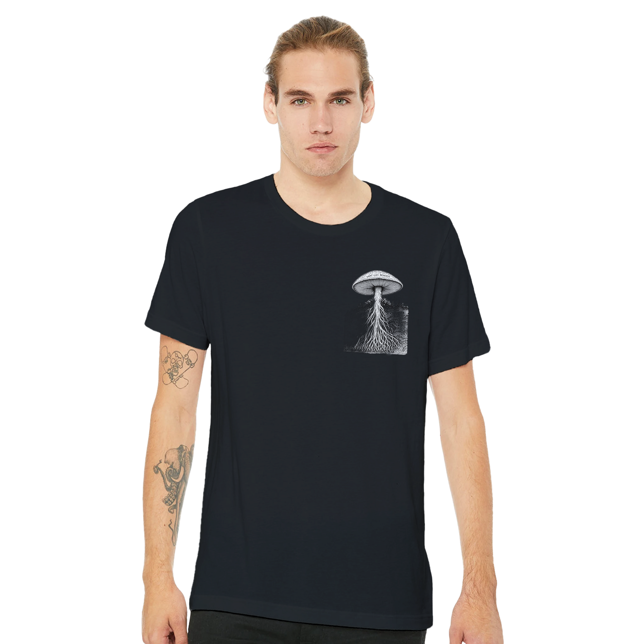 Dark Academia Mushroom Foraging Deep T-Shirt — detail view | Wild Thread Co