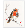 Robin Redbreast Framed Print Wall Art Ready to Hang UK Framed Art Print — detail view | Wild Thread Co