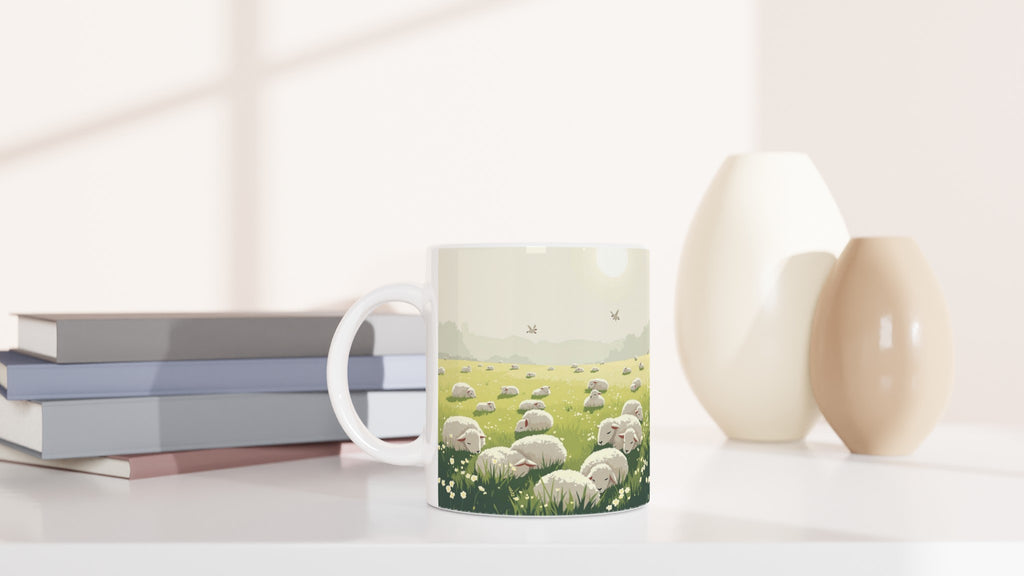 Spring Lambs Field Morning Mug — detail view | Wild Thread Co
