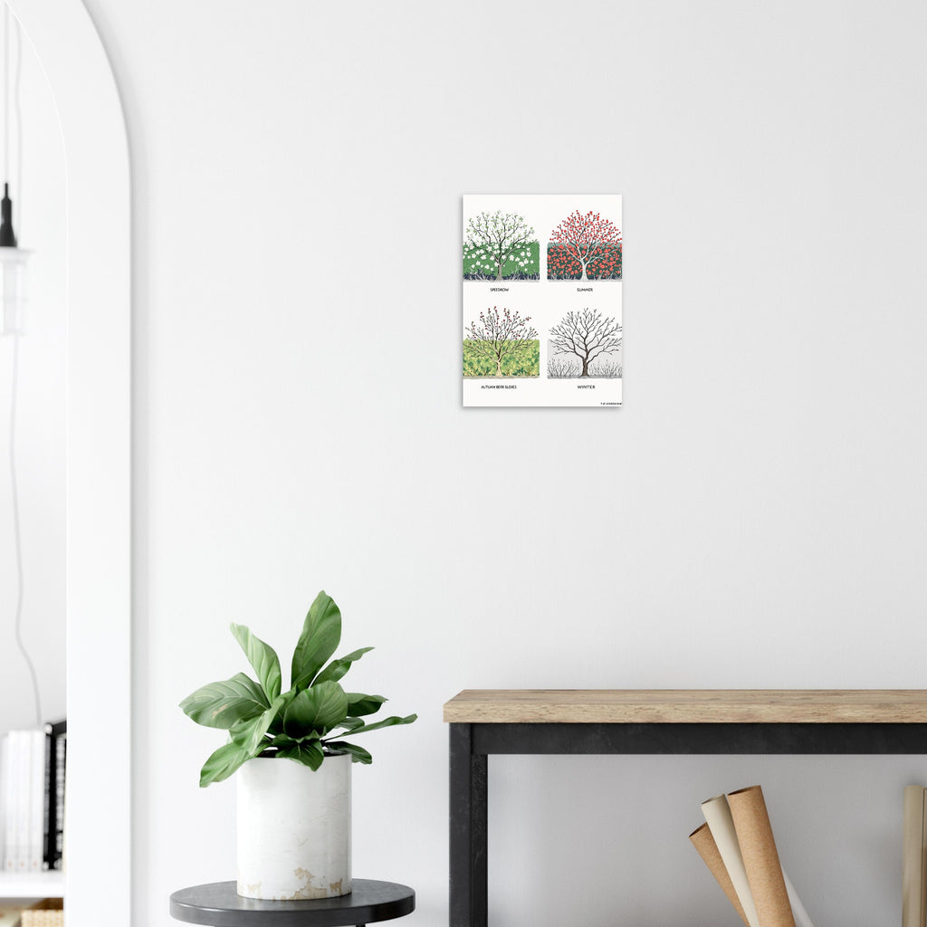 Hedgerow Four Seasons Panel A1 Art Print Art Print — detail view | Wild Thread Co