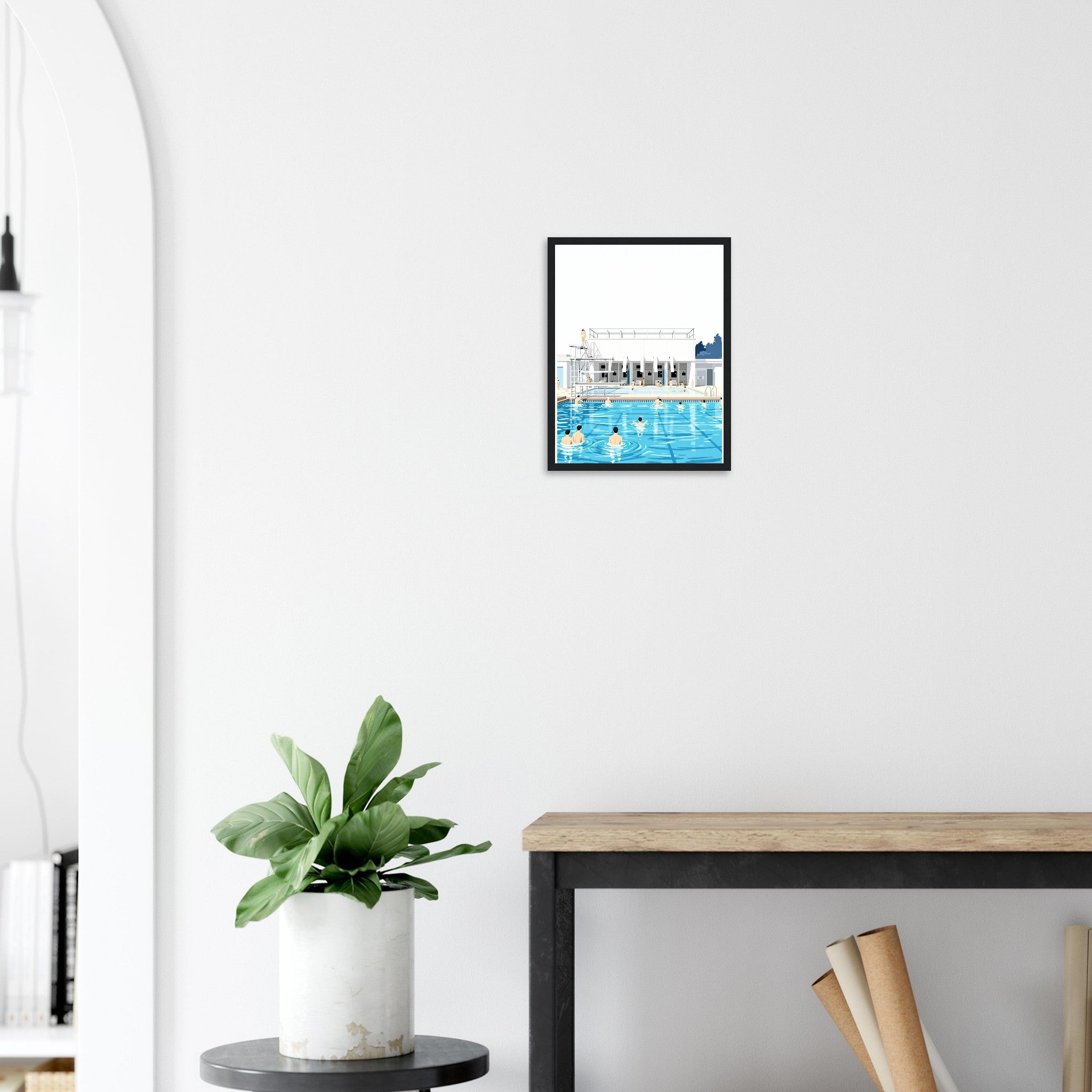 Art Deco Outdoor Lido Pool Framed Art Print — detail view | Wild Thread Co