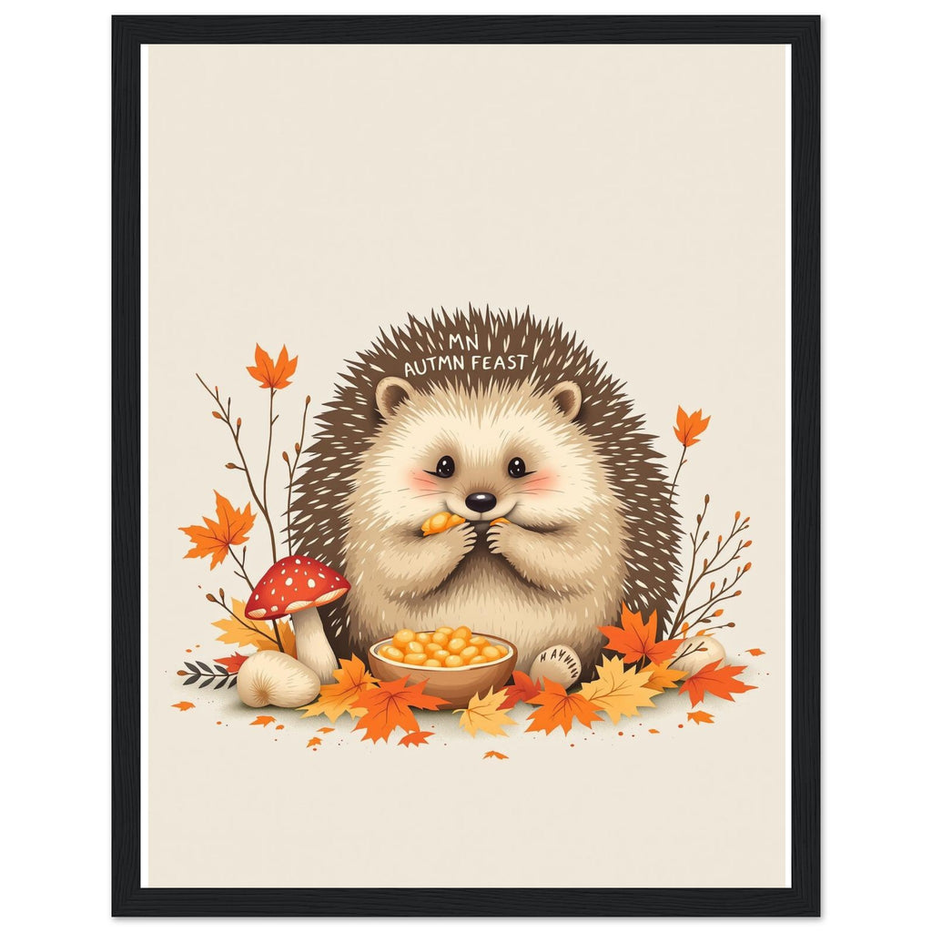 Hedgehog Autumn Feast Framed Print Wall Art Ready to Hang UK — Framed Art Print | Wild Thread Co UK