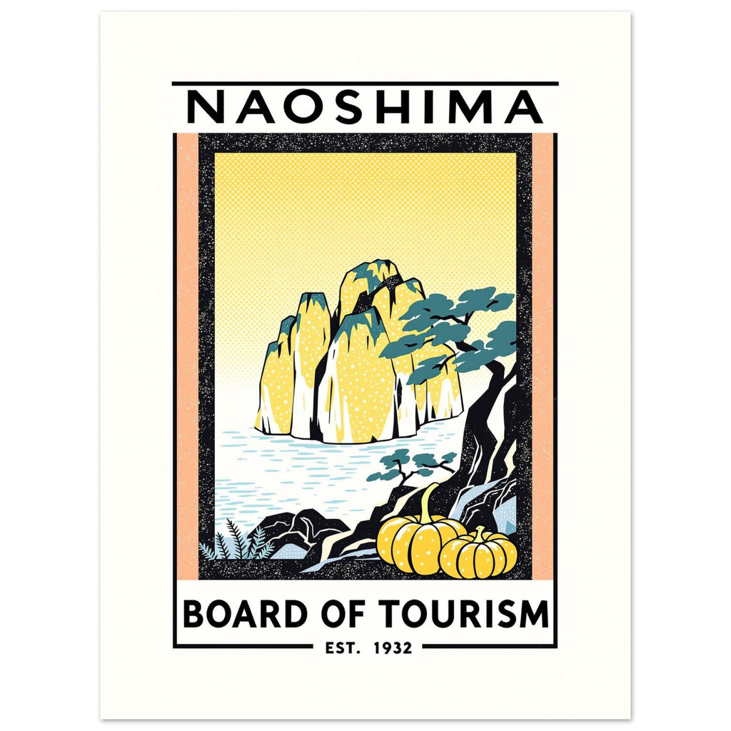 Naoshima Vintage Travel Poster Art Print — detail view | Wild Thread Co