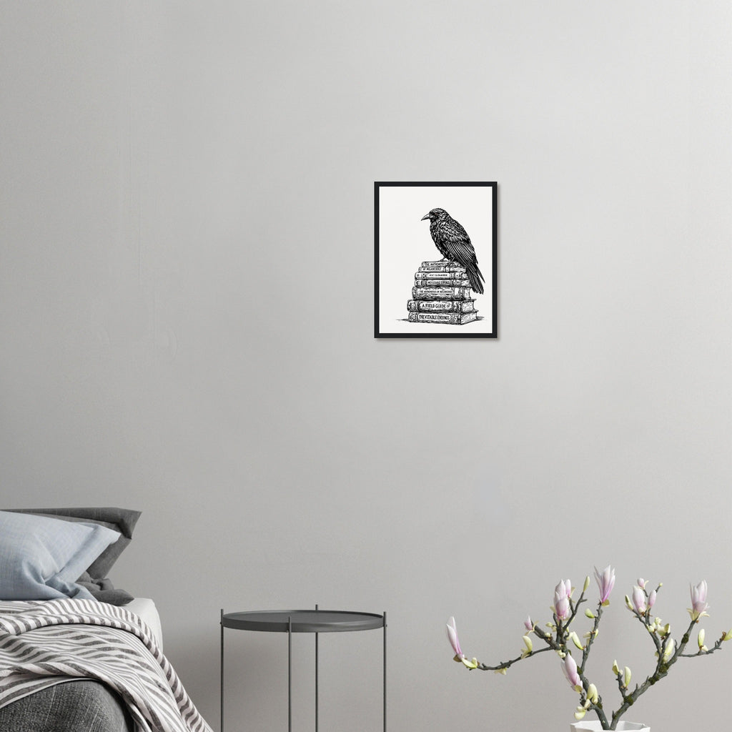 Dark Academia Raven Library Framed Print Wall Art Ready to Hang UK — Framed Art Print | Wild Thread Co UK