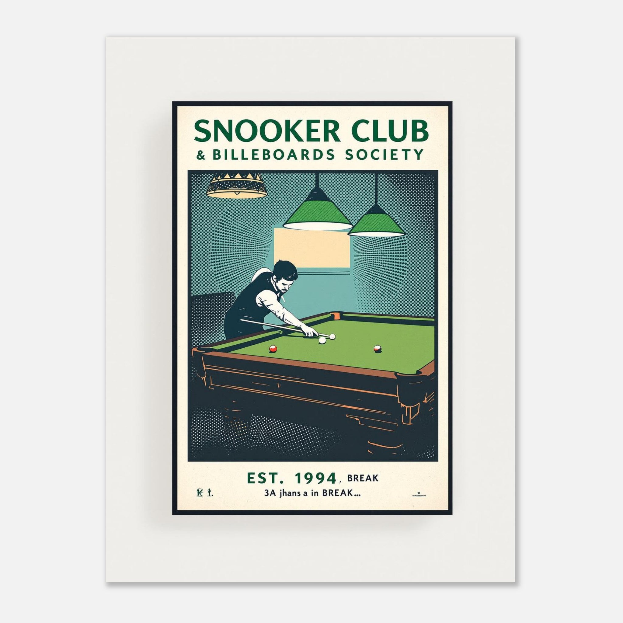 Snooker Club Vintage Travel Poster Art Print — detail view | Wild Thread Co