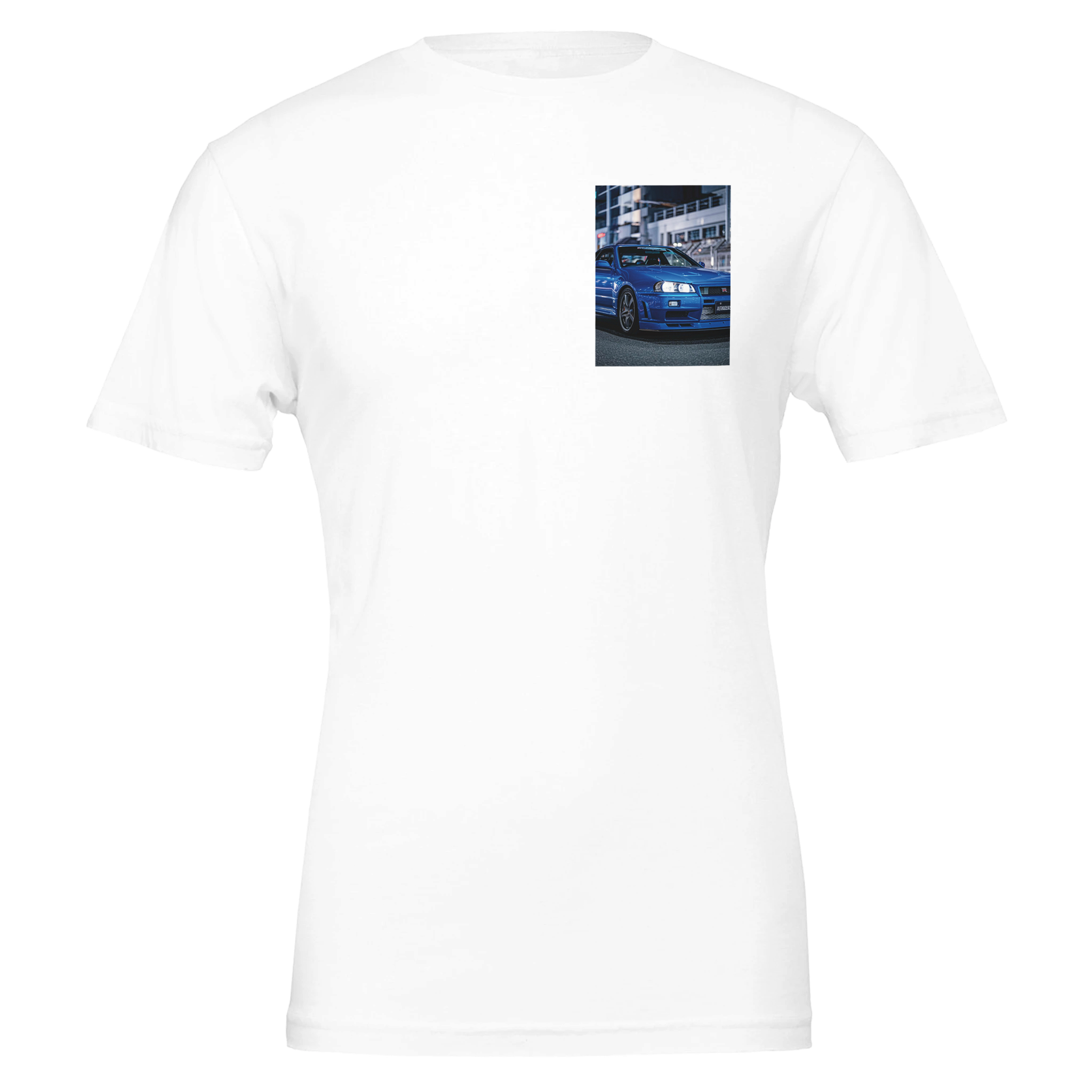 R34 Skyline Midnight T-Shirt — detail view | Wild Thread Co