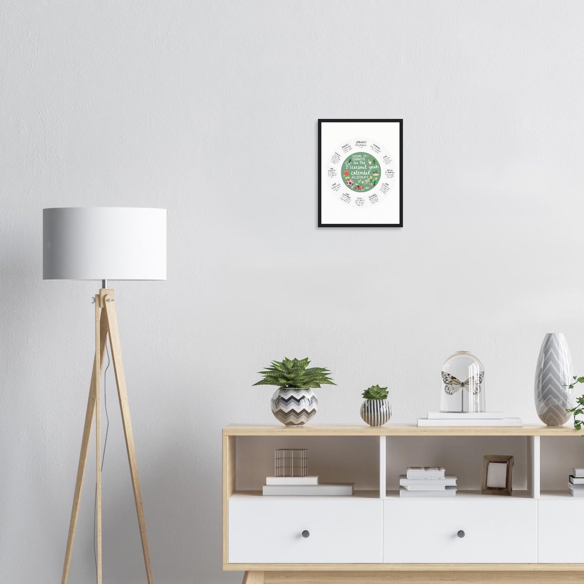 Allotment Circular Seasonal Calendar Framed Print Wall Art Ready to Hang UK — Framed Art Print | Wild Thread Co