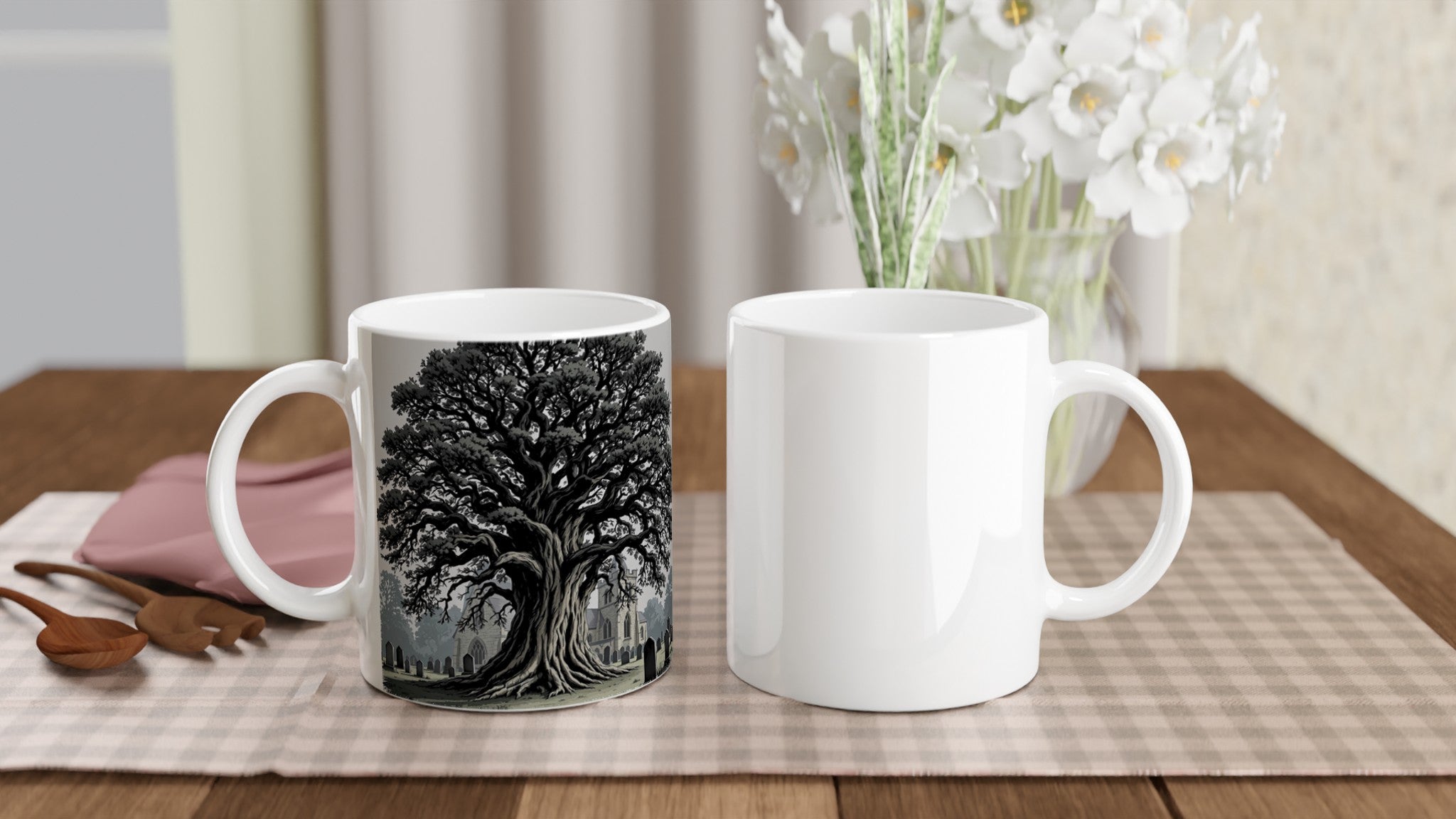 Ancient Yew Churchyard Mug — detail view | Wild Thread Co