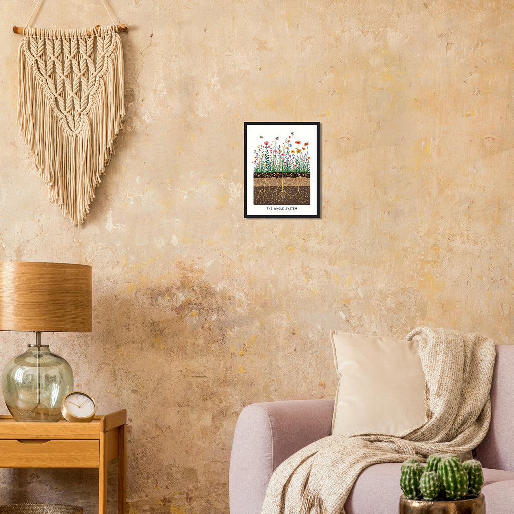Wildflower Meadow Pollinator Cross-section Framed Art Print — detail view | Wild Thread Co