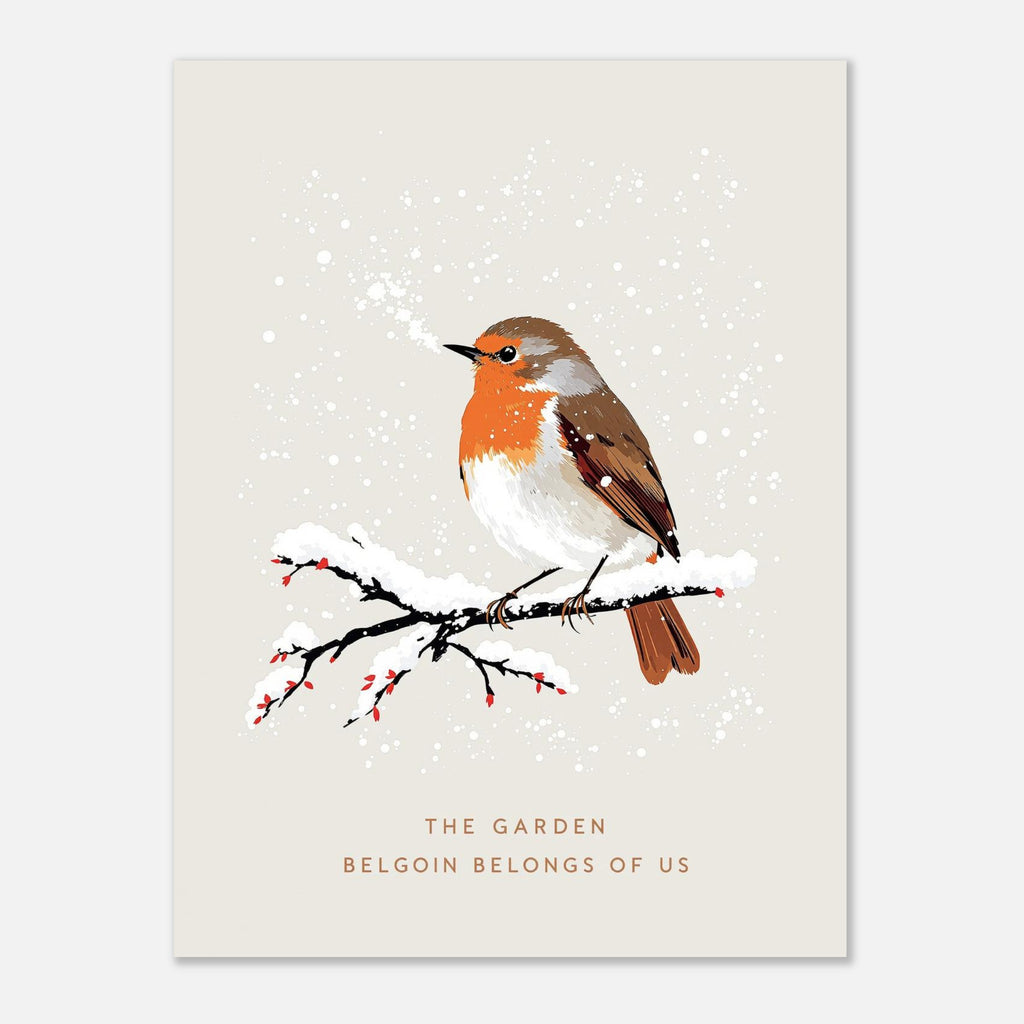 Winter Robin British Bird Art A1 Art Print Art Print — detail view | Wild Thread Co