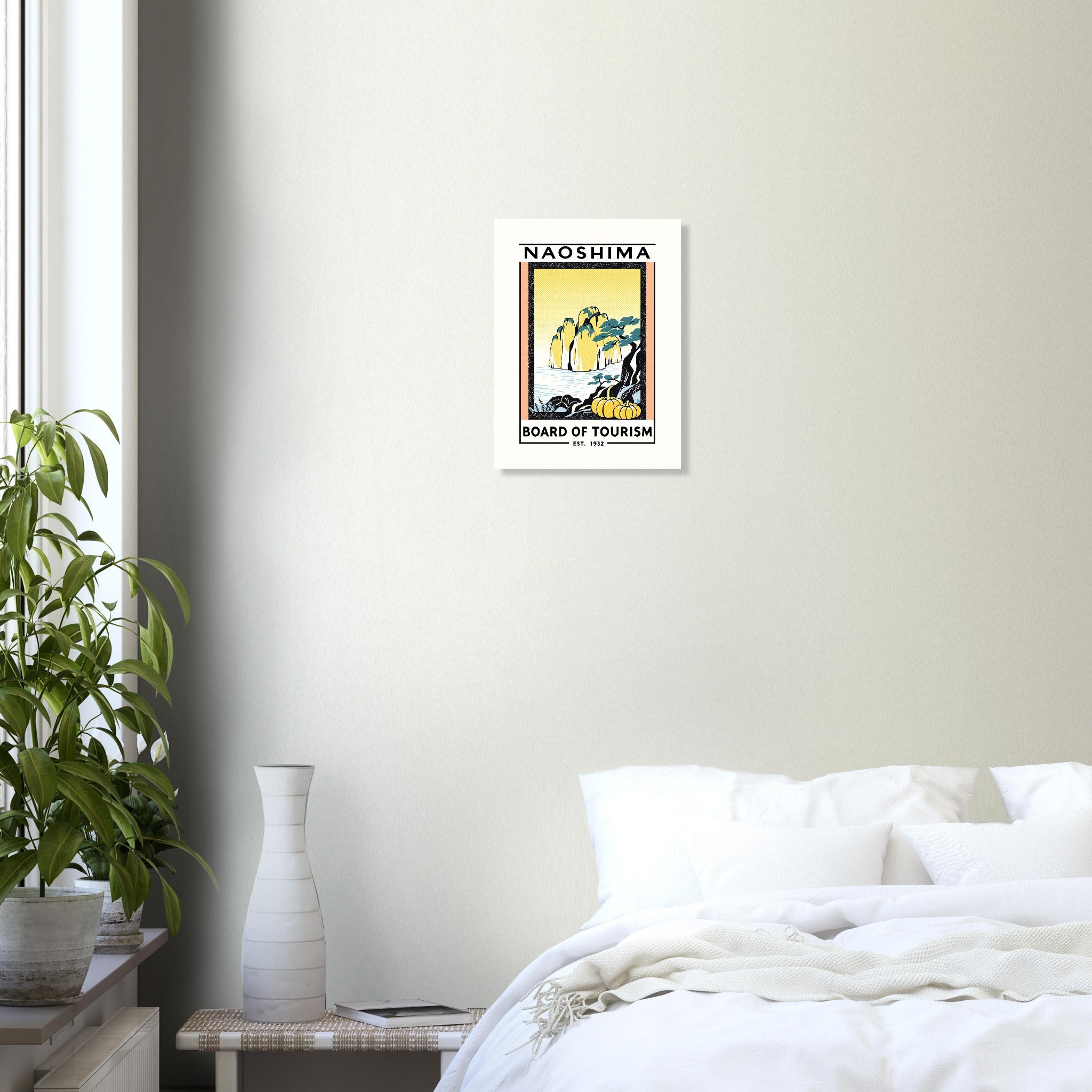 Naoshima Vintage Travel Poster Art Print — detail view | Wild Thread Co