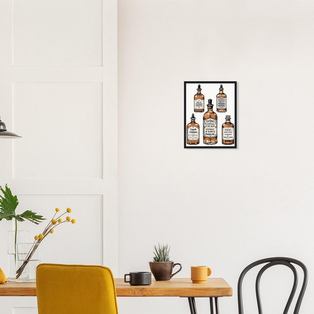 Apothecary Bottles Framed Print Wall Art Ready to Hang UK Framed Art Print — detail view | Wild Thread Co