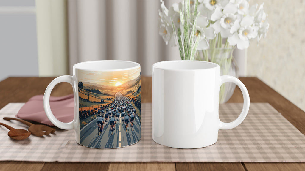 Cycling Sportive Dawn Mass Start Mug — detail view | Wild Thread Co