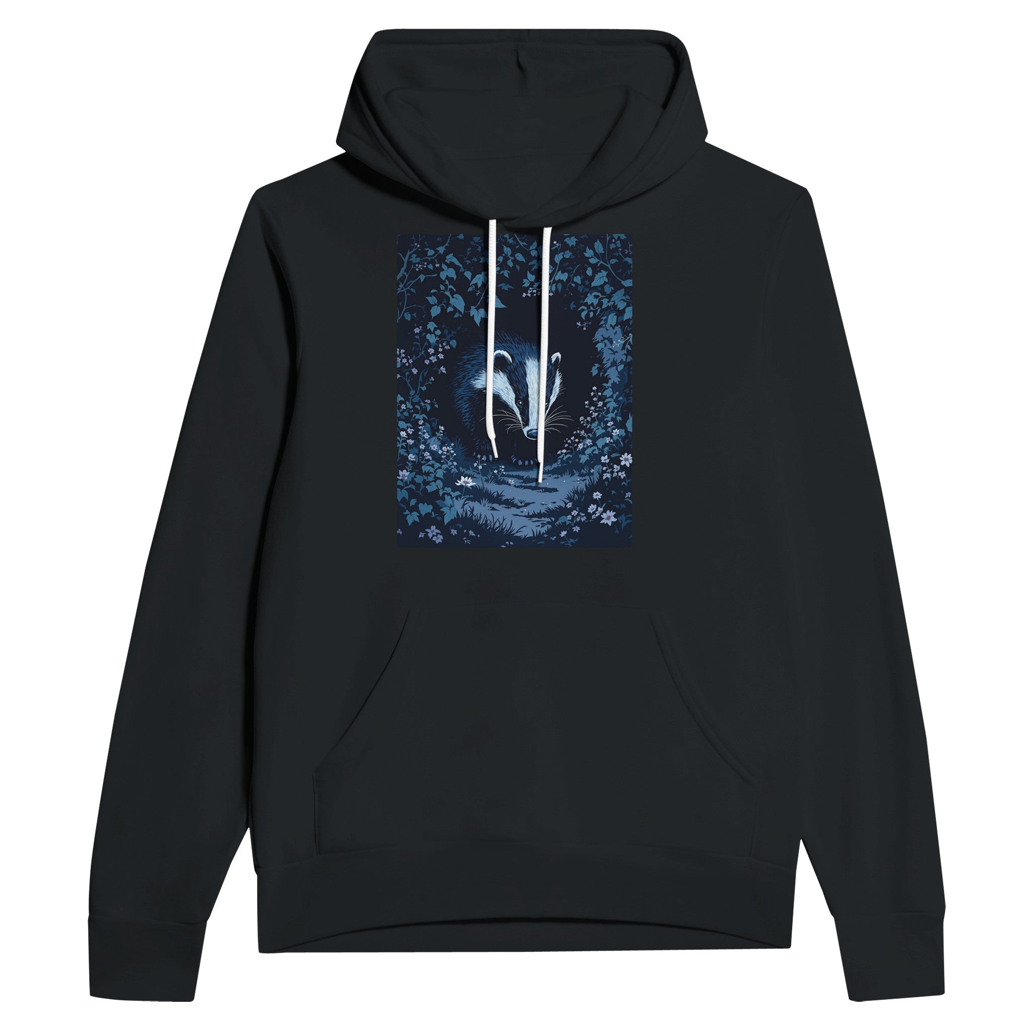 Badger Hoodie UK | Dusk Patrol British Wildlife Hoodie Navy - Wild Thread Co