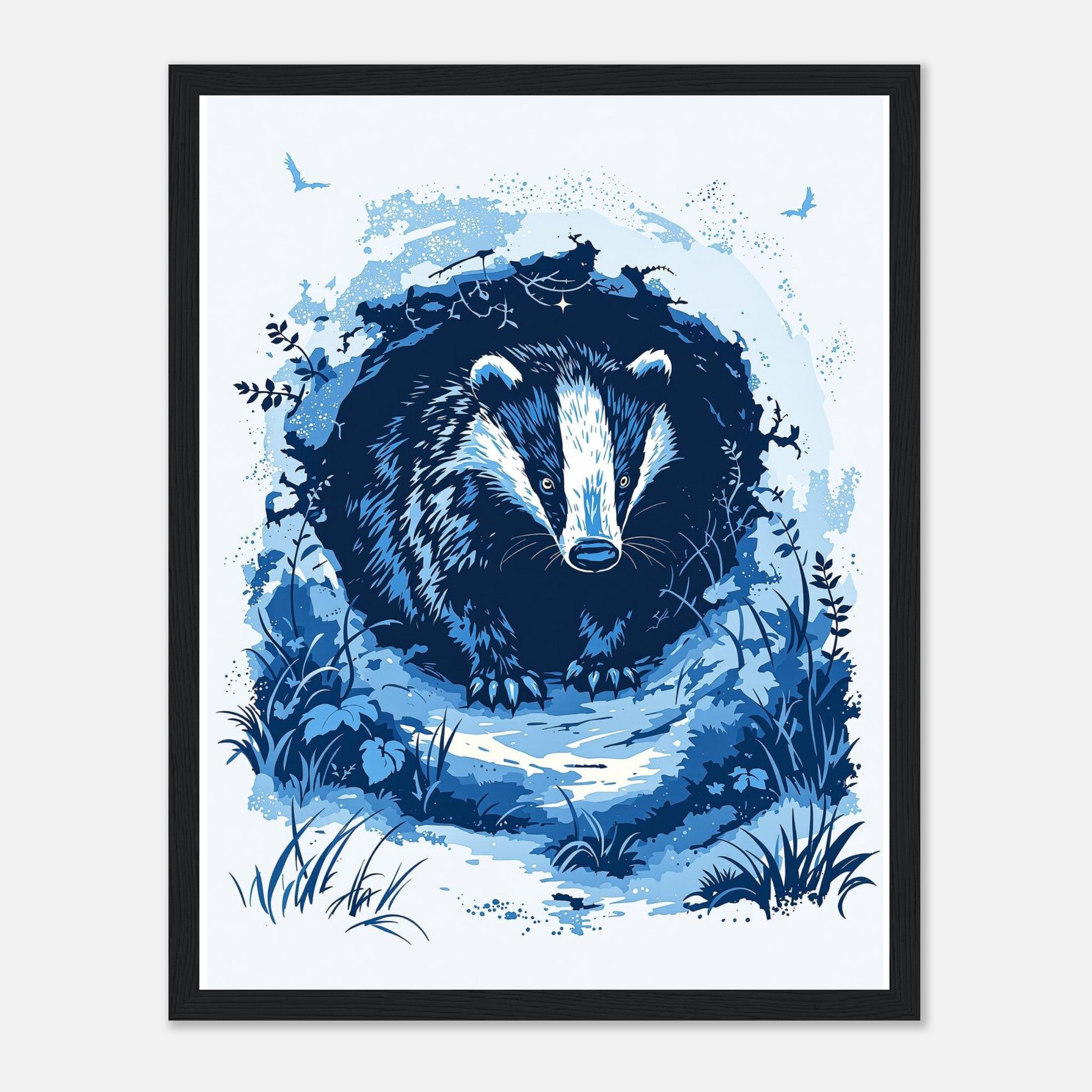 Badger Moonlight Art Wall Art Ready to Hang UK Framed Print Ha Framed Art Print — detail view | Wild Thread Co