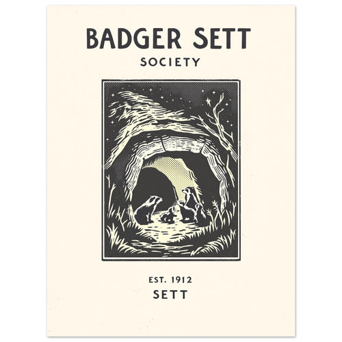 Badger Vintage Travel Art Wall Art UK Art Print Poster Wall Art UK UK Gift Art Print — detail view | Wild Thread Co